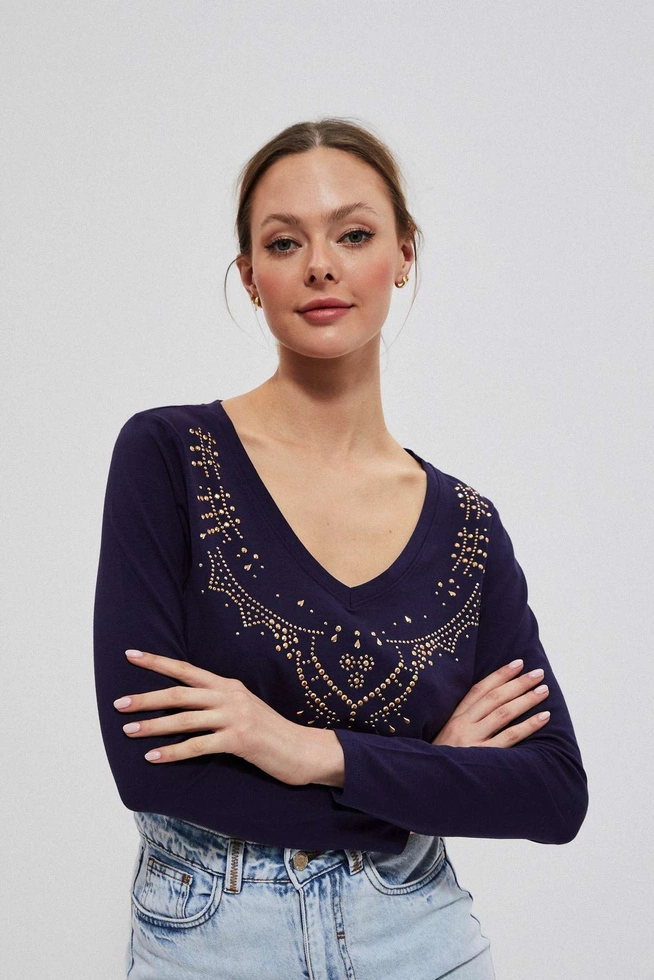 Bawełniana bluzka z dżetami