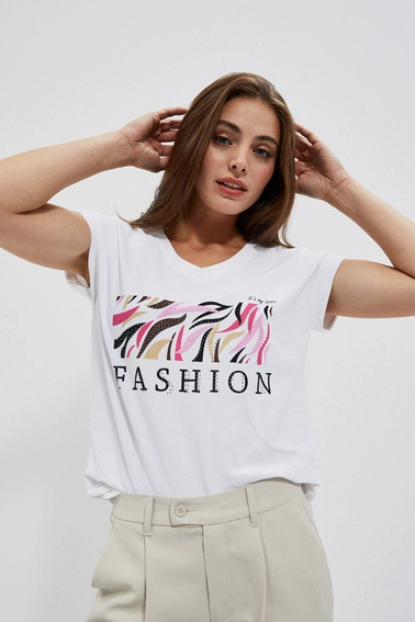 Bawełniany t-shirt z napisem biały