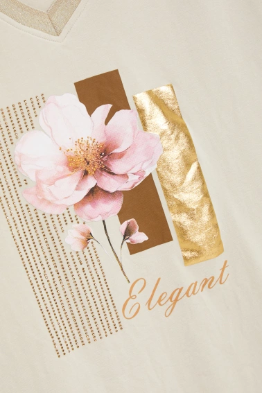 Bluzka z nadrukiem beżowa