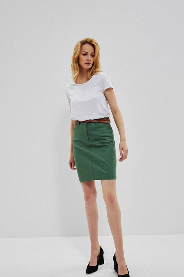 Ołówkowa spódnica z paskiem seledynowa