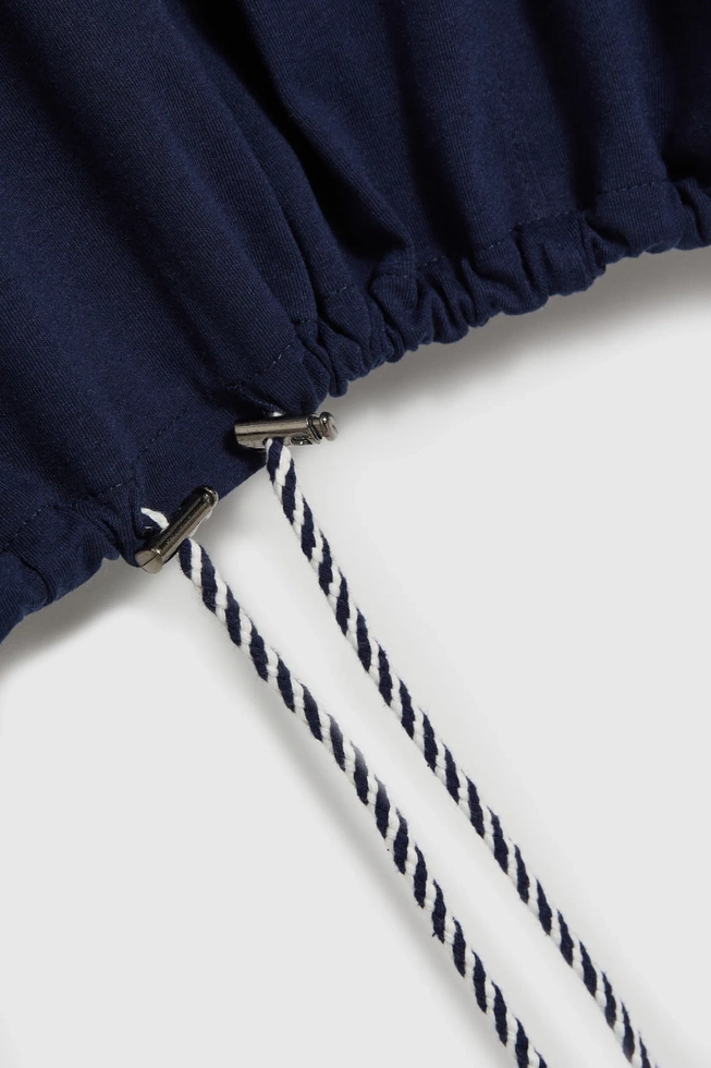 Bluza z kołnierzykiem i krótkimi rękawami granatowa