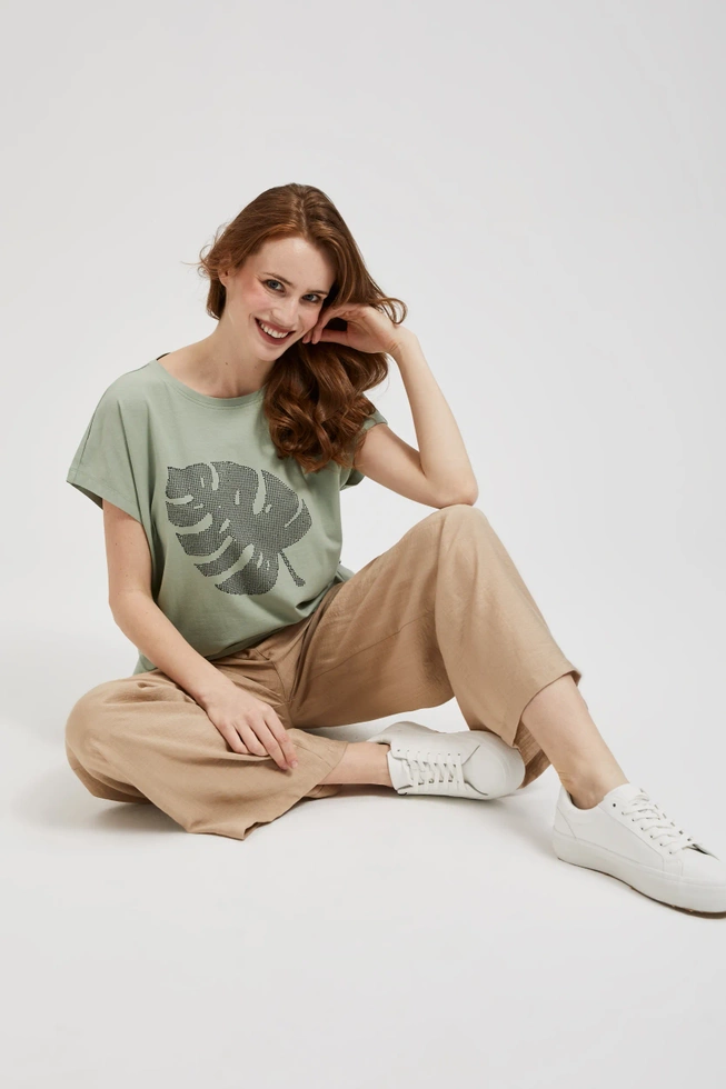 Bluzka z nadrukiem oliwkowa