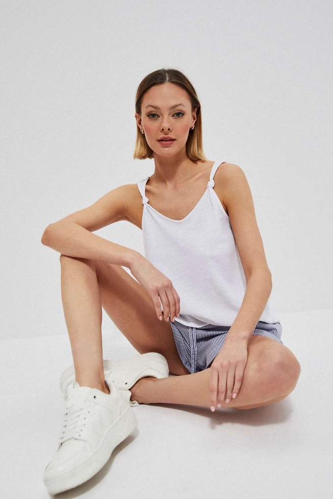 Bawełniane szorty w paski biało niebieskie