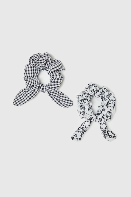 Zestaw dwóch gumek do włosów czarno-biały