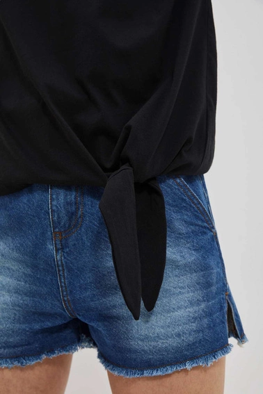 T-shirt z wiązaniem czarny