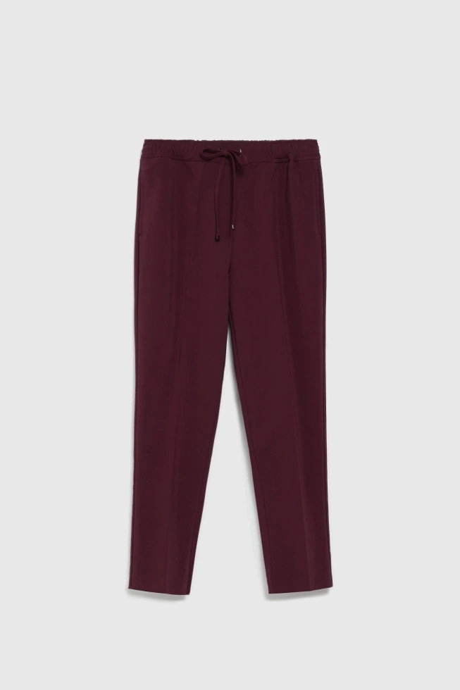 Spodnie w kant z prostymi nogawkami burgundowe