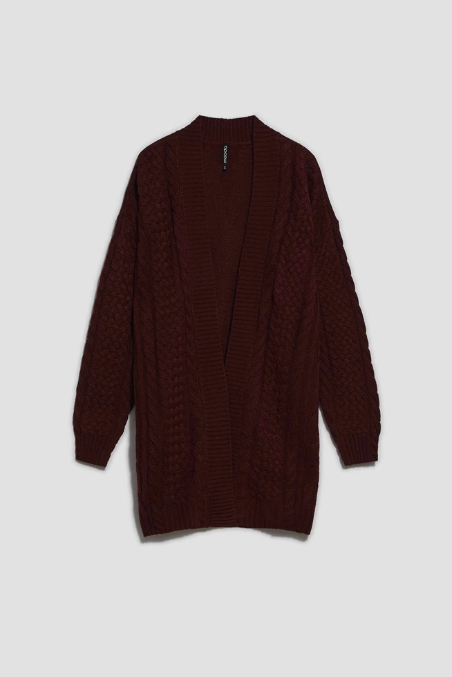 Długi kardigan kasztanowy