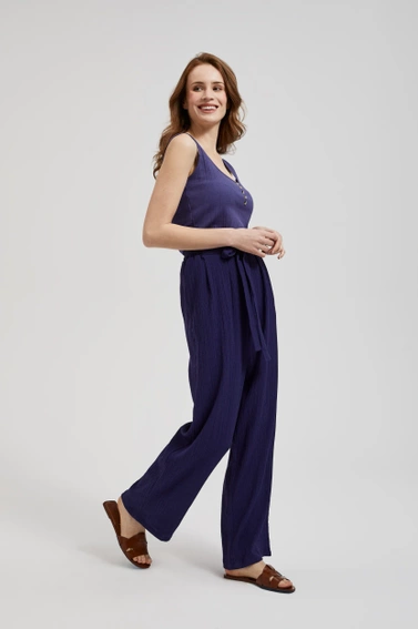 Spodnie z szerokimi nogawkami i wiązaniem fioletowe 