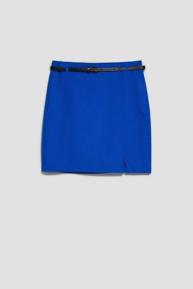 Spódniczka mini z paskiem niebieska