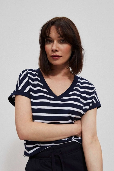 Bawełniana bluzka w paski granatowa