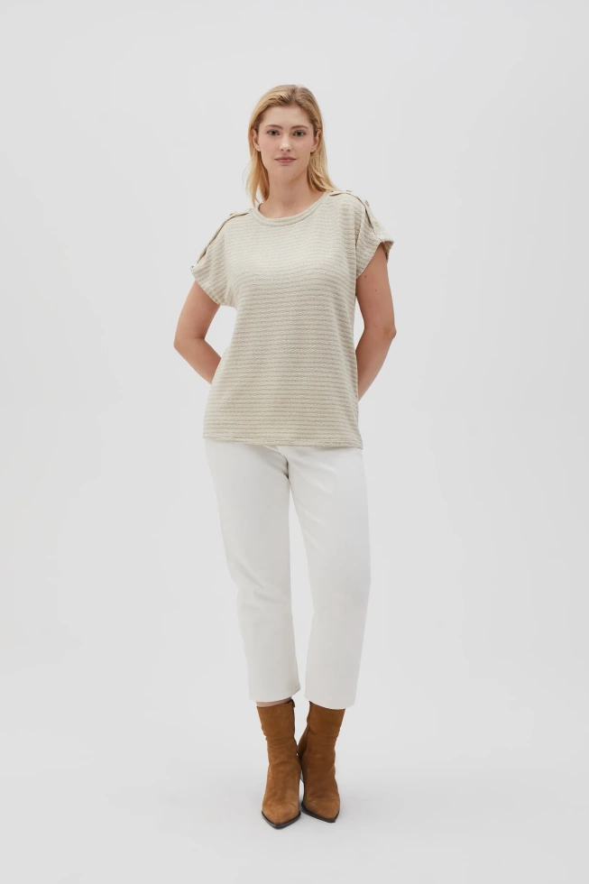 Bluzka w paski beżowa