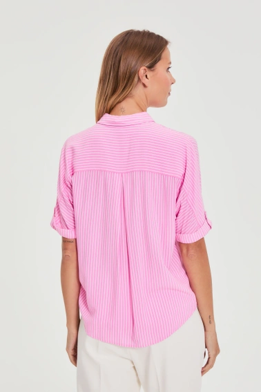 Koszula w paski różowa