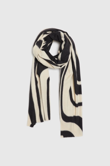 Szal w geometryczny wzór beżowy