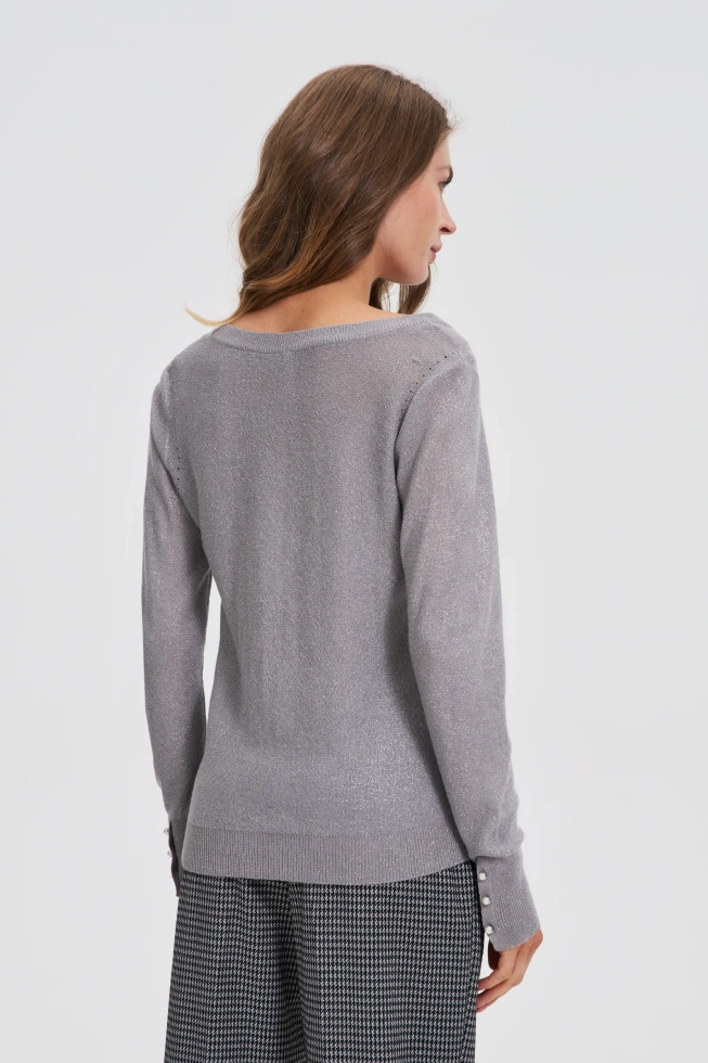 Sweter z metaliczną nitką szary