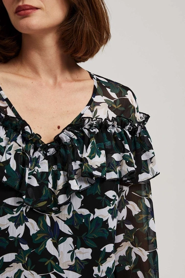 Koszula z falbanami i kwiecistym wzorem