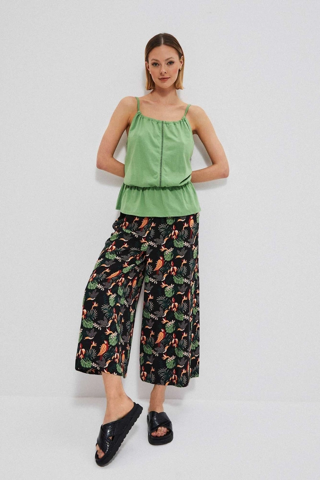 Bawełniany top na ramiączkach malahitowy