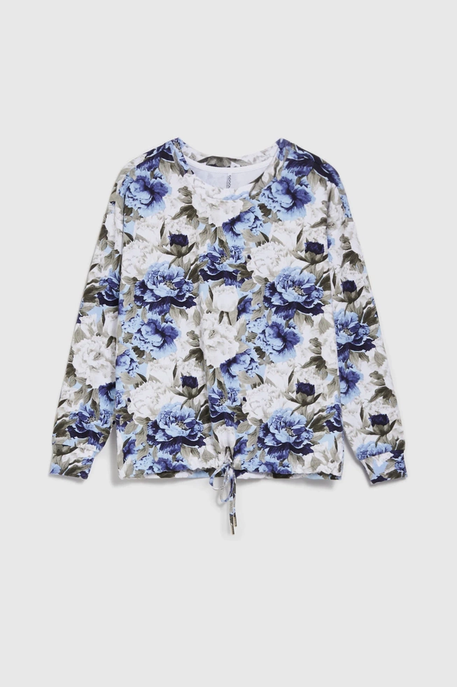 Bluza w kwiaty bez kaptura niebieska