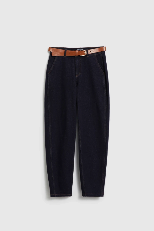 Jeansy z paskiem ciemnogranatowe