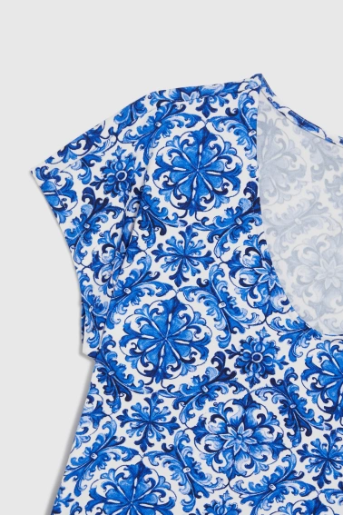 Wzorzysta bluzka niebieska