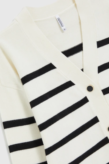 Kardigan w paski ecru