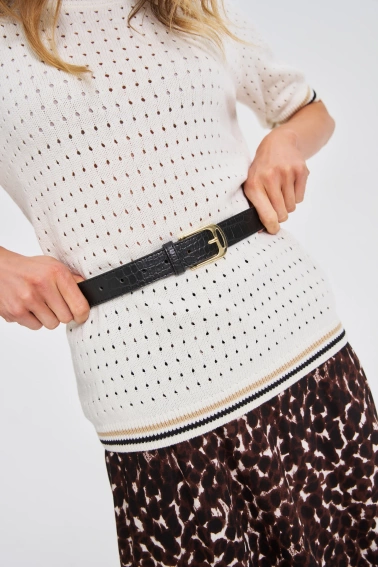 Pasek w zwierzęcy wzór czarny