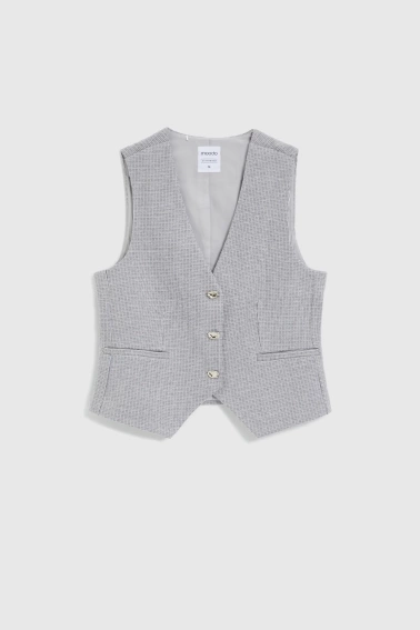 Kamizelka z ozdobnymi guzikami szara