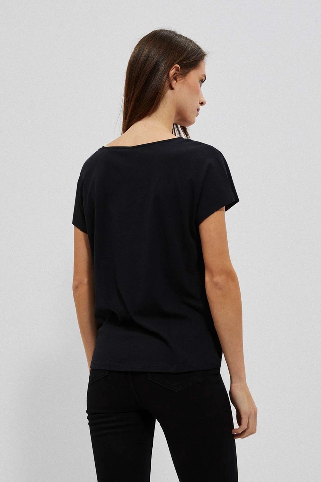 Bawełniana bluzka z nadrukiem w kształcie diamentu czarna