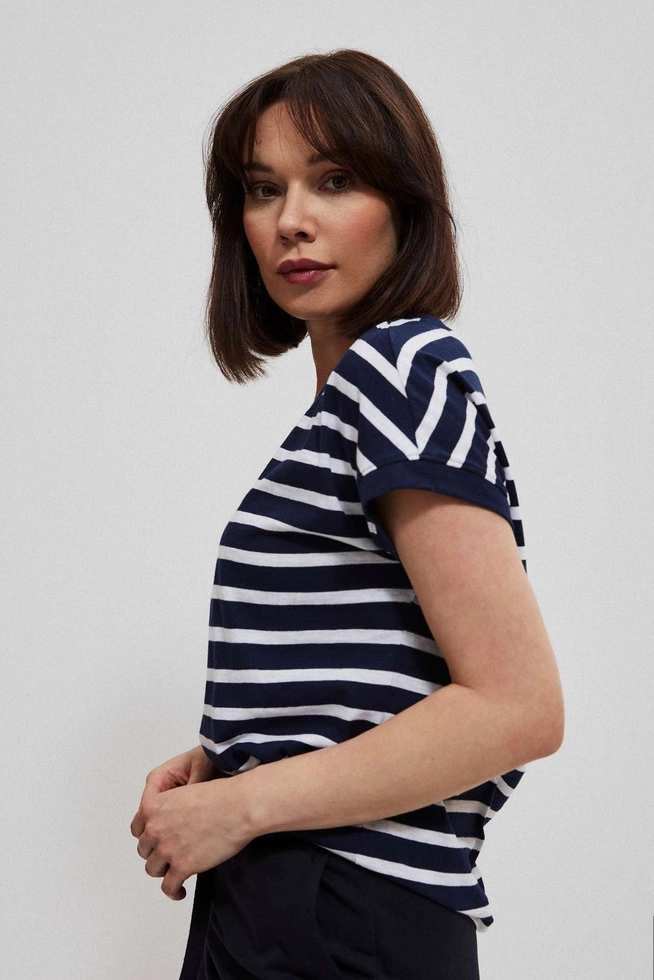 Bawełniana bluzka w paski granatowa