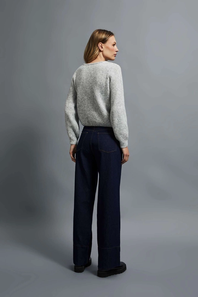 Bawełniane jeansy wide leg granatowe