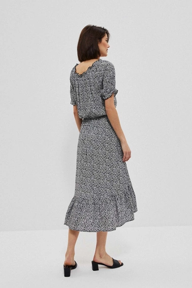 Wzorzysta sukienka z wiskozy czarna