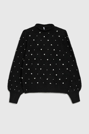 Sweter ozdobiony koralikami czarny