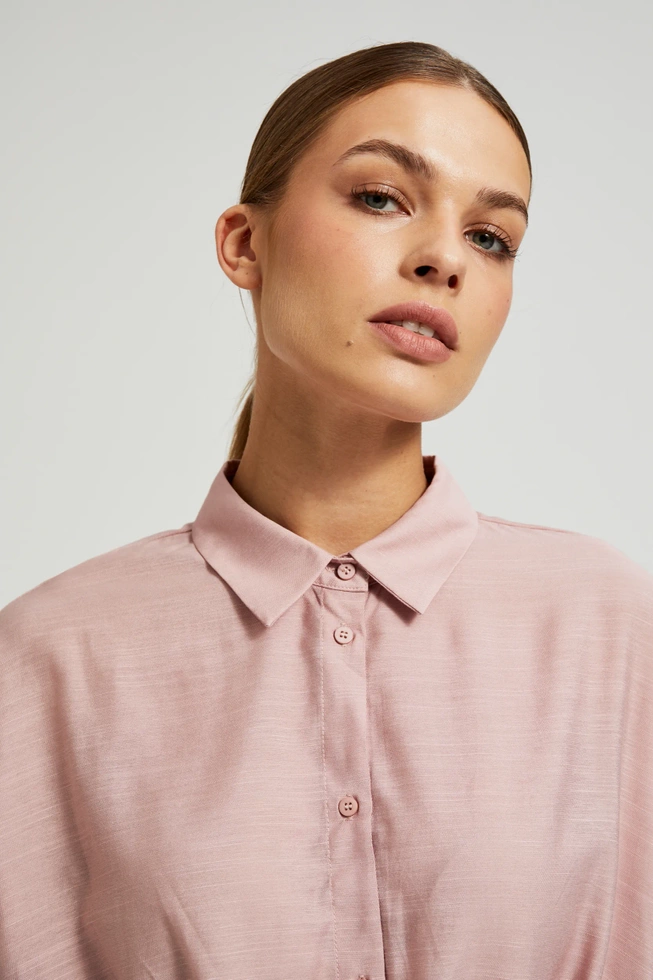 Koszula z asymetrycznym dołem różowa