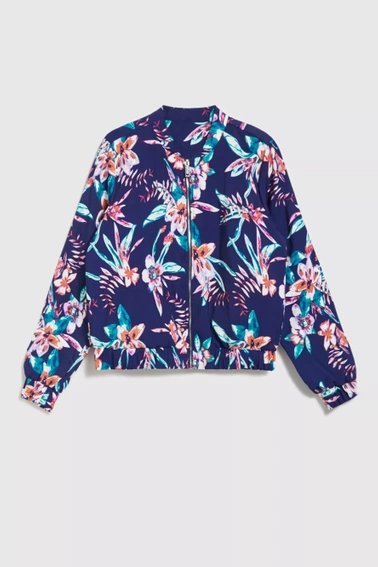 Bomberka z kwiatowym printem granatowa
