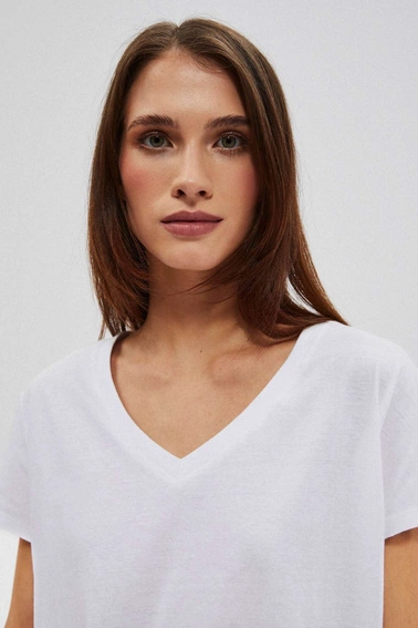 Bawełniana bluzka z dekoltem w serek biała