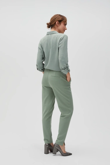Spodnie z nogawkami w kant oliwkowe