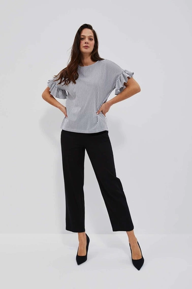 Lniane spodnie z prostą nogawką czarne