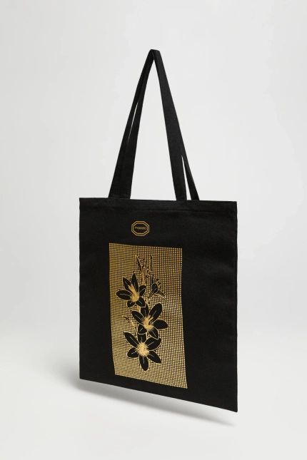 Torba shopper z nadrukiem czarna