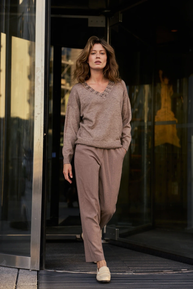 Spodnie cygaretki brązowe