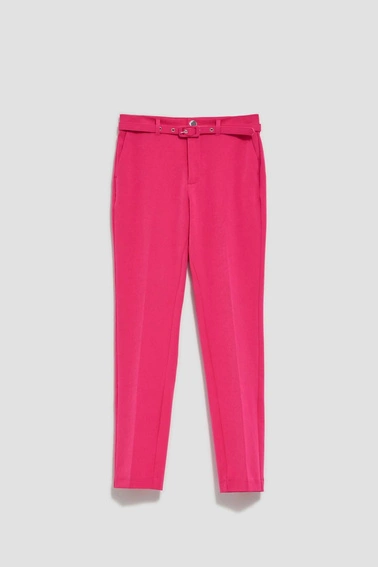 Spodnie cygaretki z paskiem różowe