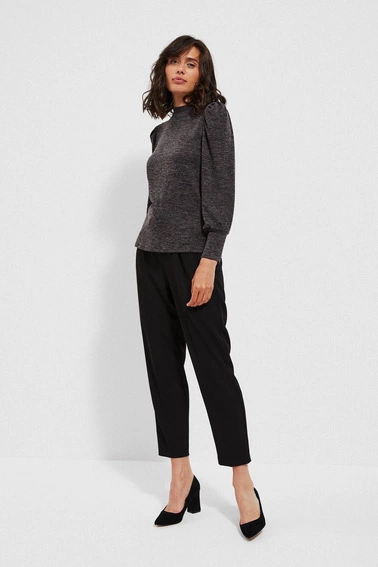 Melanżowa bluza z bufkami grafitowa