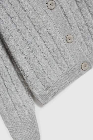 Kardigan z ozdobnym splotem szary