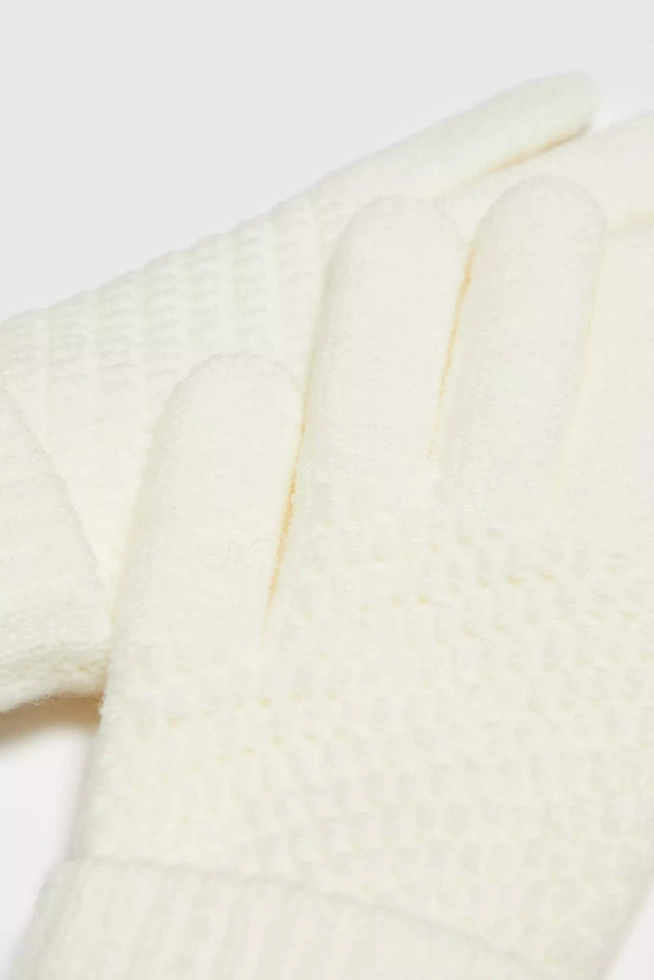 Dzianinowe rękawiczki perłowe