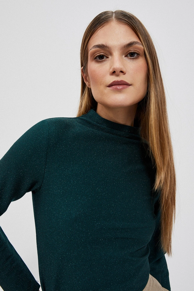 Bluzka z metaliczną nitką szmaragdowa