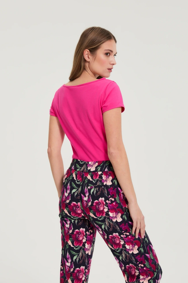 Bawełniany t-shirt fuksjowy
