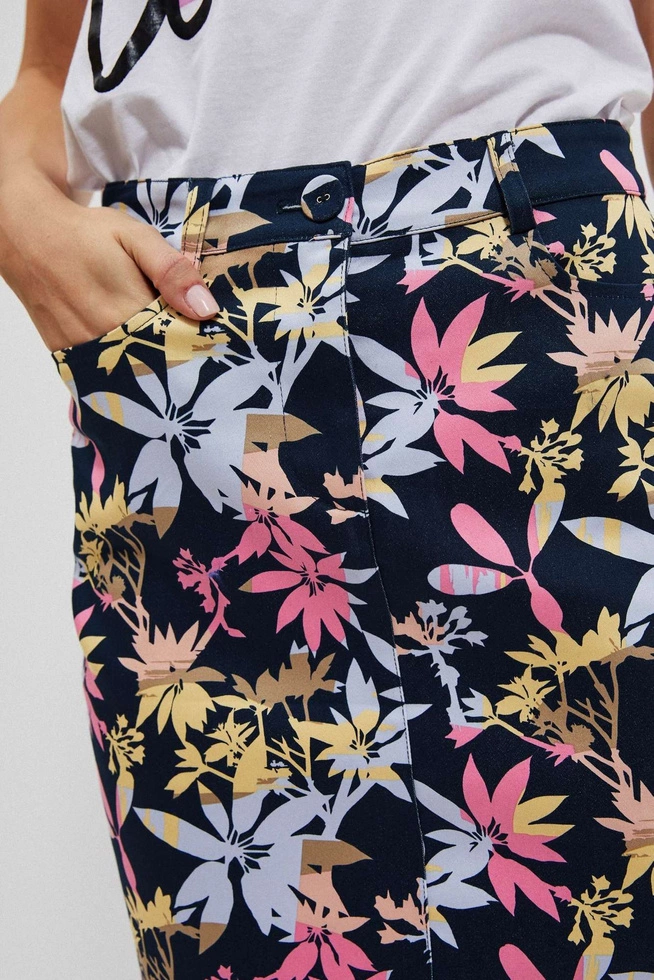 Spódnica z roślinnym printem ciemnbrązowa