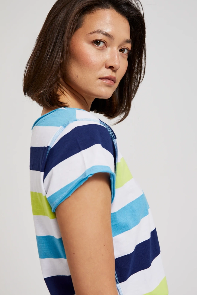 Bluzka w paski turkusowa