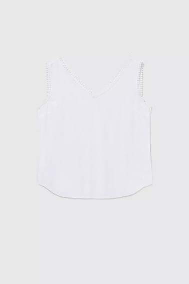 Gładka koszula z dekoltem w serek biała 