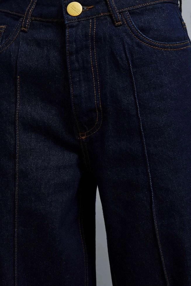 Bawełniane jeansy wide leg granatowe