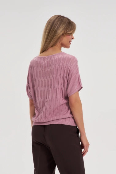 Sweter z krótkimi rękawami różowy