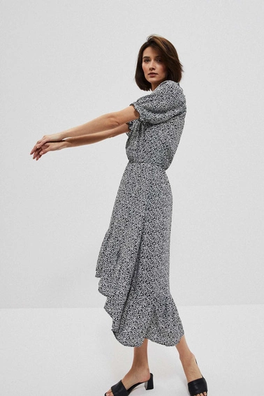 Wzorzysta sukienka z wiskozy czarna